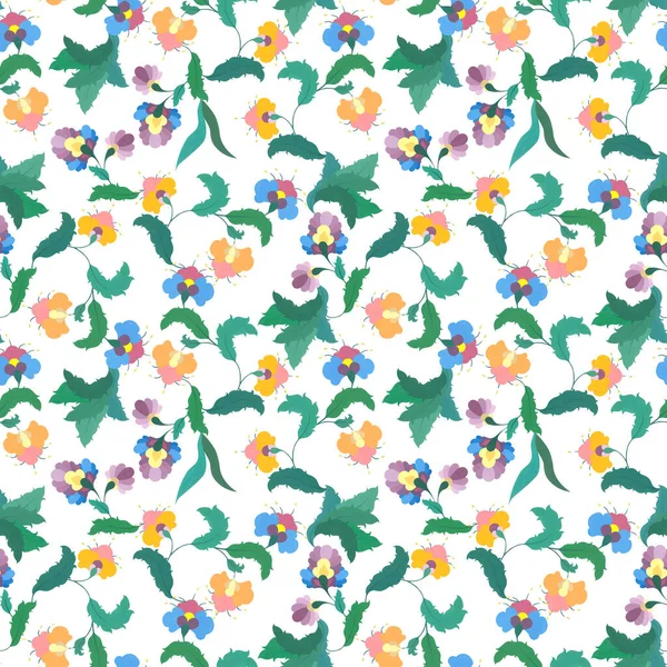 Fantastiska Blommor Folkloristisk Stil Sammanflätande Grönska Och Blad Akvarell Sömlös — Stockfoto