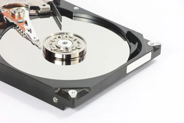 Close up of hard disk on white backgound — Stock Photo, Image