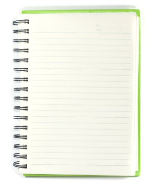 Paper notebook right page with pencil on white background clipart