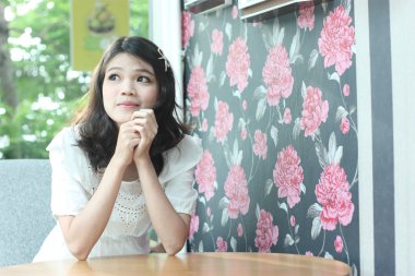 güzel Asyalı kadınlar portraut kapalı