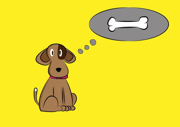棕色的狗骨在黄色背景上的插图 — 图库矢量图片
