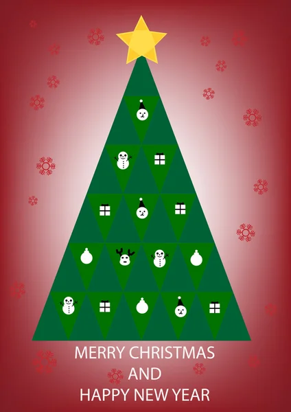 Árbol de Navidad tarjeta de felicitación vector — Vector de stock