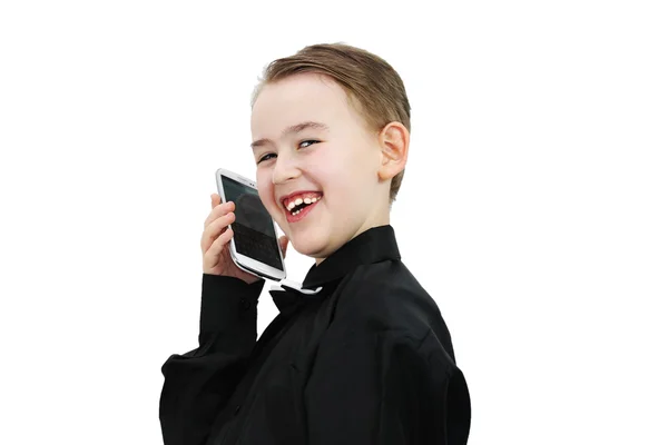 Cep telefonu olan bir çocuk.