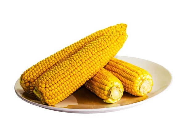 Кукурудза на тарілці — стокове фото
