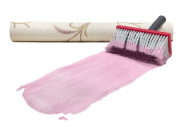 borstel behang roze lijm