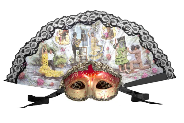 Carnival mask and fan — Stock Photo, Image