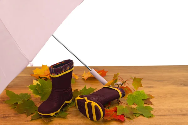Baby rubber boots umbrella — Stock Photo, Image