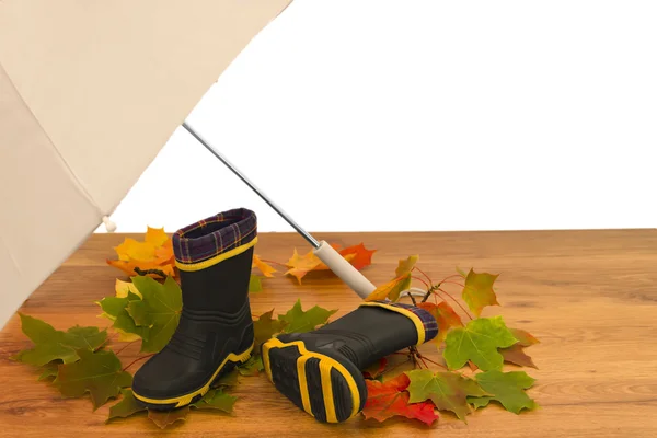 Baby rubber boots umbrella — Stock Photo, Image