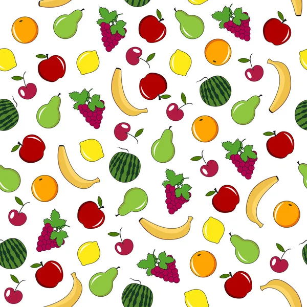 Fruits and berries seamless pattern. — Stock Vector