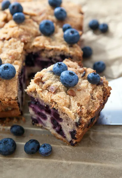 Pedaço de bolo de mirtilo caseiro — Fotografia de Stock