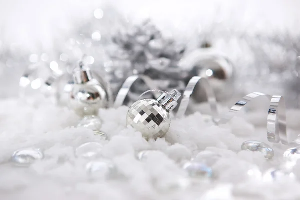 Zilveren kerstversiering — Stockfoto