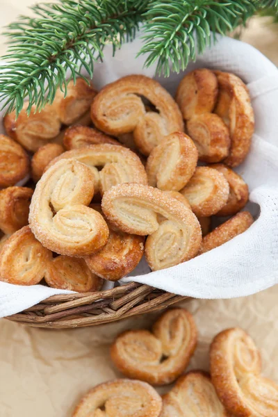 Homemade cookies in a basket — Stock Photo, Image