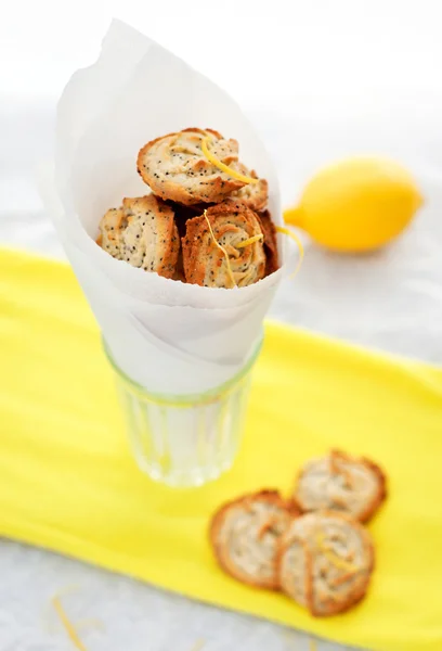 Lemon poppy seed cookies in paper bags