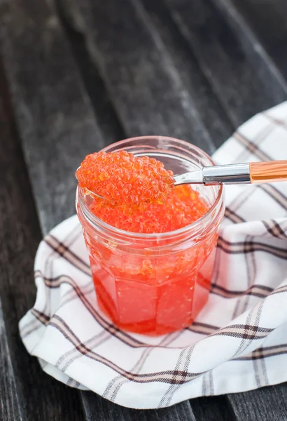 Spoon of red caviar — Stock Photo, Image