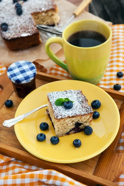 Piece of homemade blueberry cake — Stock Photo, Image