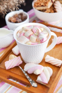 Marshmallow ile sıcak kakao bir fincan