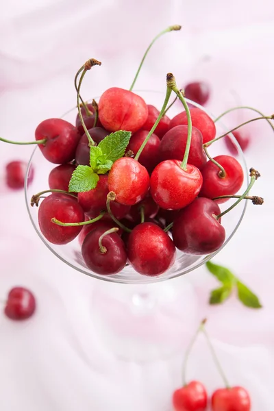 Fresh cherry in a glass — Stock Photo, Image