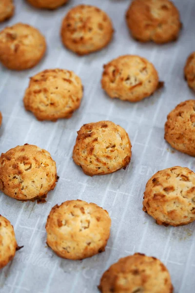 Délicieux Biscuits Aux Pommes Maison Sur Fond Automne Rustique — Photo