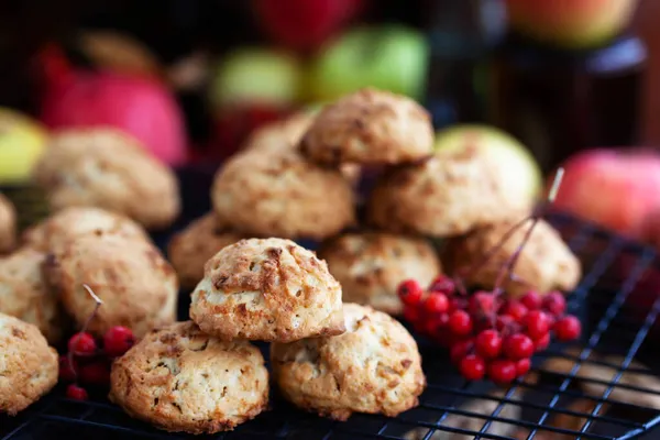Домашнє Смачне Яблучне Печиво Сільському Осінньому Фоні — стокове фото