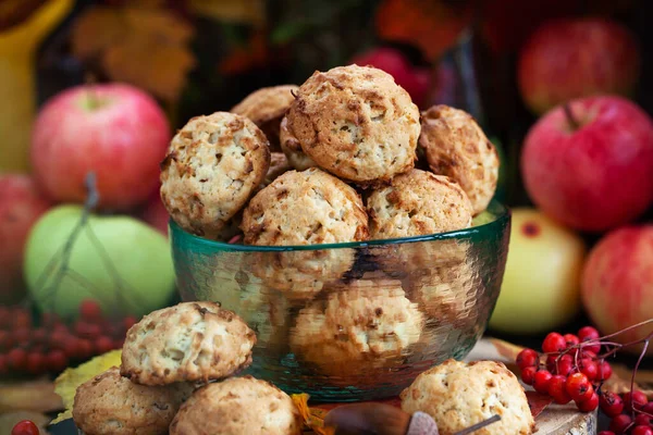 Домашнє Смачне Яблучне Печиво Сільському Осінньому Фоні — стокове фото
