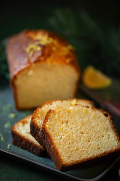 Heerlijke Zelfgemaakte Citroenbrood Pond Cake Close — Stockfoto