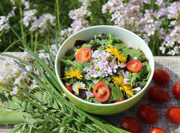 Spring Salad Cuckoo Flowers — Stock Photo, Image