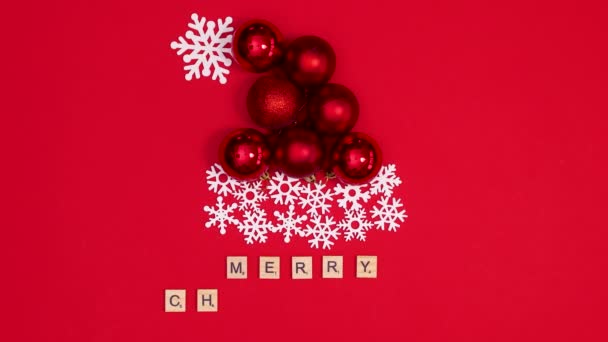 Boldog Karácsonyt Jelennek Meg Santa Clouse Kalap Alatt Készült Karácsonyi — Stock videók