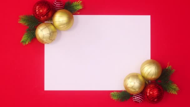 Note Carte Papier Entourée Ornements Noël Rouge Sur Thème Rouge — Video