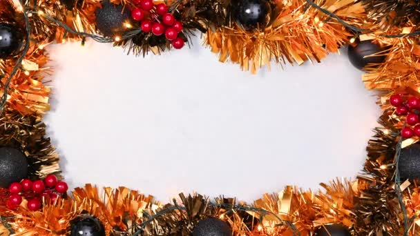 Μοντέρνο Πορτοκαλί Μαύρο Χριστουγεννιάτικο Πλαίσιο Φώτα Που Αναβοσβήνουν Σταμάτημα Κίνησης — Αρχείο Βίντεο