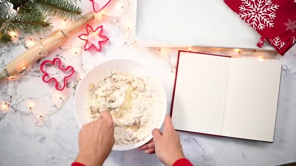 Preparare Impastare Composto Biscotti Pan Zenzero Natalizi Dalla Ricetta Vista — Video Stock