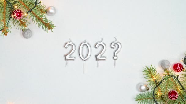202 随着圣诞的安排 新年出现在白色的主题上 停止运动 — 图库视频影像