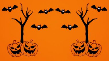 Yarasalar tüyler ürpertici ağaçların üzerinde balkabaklarıyla uçarlar. Hareketi durdur