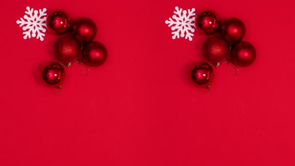 Making Two Santa Caps Christmas Ornaments Red Theme Stop Motion — Stock Video