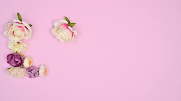 Квіти Блум Пишуть Любов Рожеву Тему Припиніть Рух — стокове відео