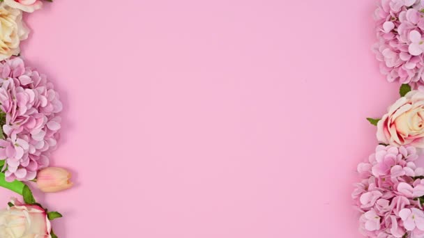 春花绽放在粉红主题的左右两侧 停止运动 — 图库视频影像
