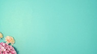 Cyan temasının sol tarafında romantik pastel çiçekler belirir. Hareketi durdur