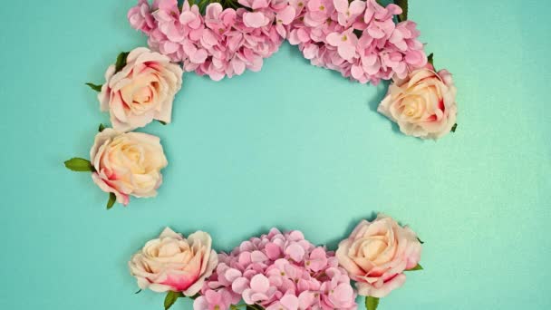 Fleurs Pastel Romantiques Font Cadre Cercle Pour Texte Vidéo Sur — Video