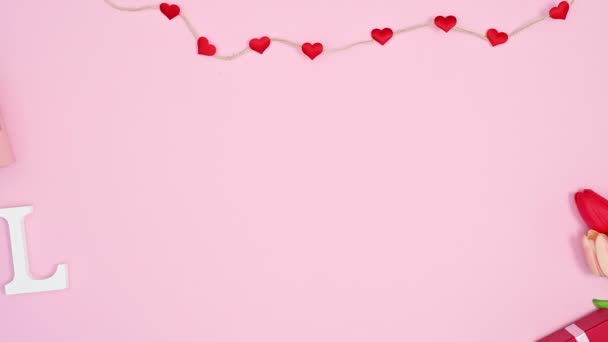 낭만적 발렌타인데 장식은 파스텔 테마에 애니메이션 — 비디오