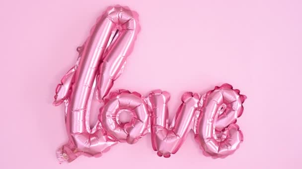 Palloncino Amore Appaiono Sul Tema Rosa Pastello Movimento Stop San — Video Stock