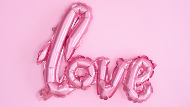 Aşk Balonu Pastel Pembe Renkli Pembe Temada Görünür Tek Renkli — Stok video