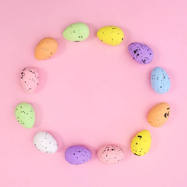 Marco Espacio Copia Círculo Creativo Para Pascua Hecha Con Huevos — Foto de Stock