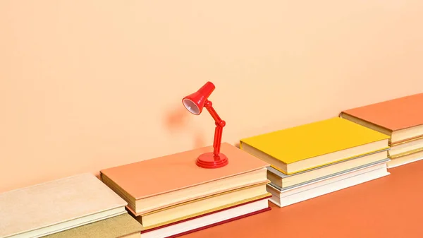 Creative Red Minimal Table Lamp Hardcover Vintage Books Two Shade — Stok fotoğraf