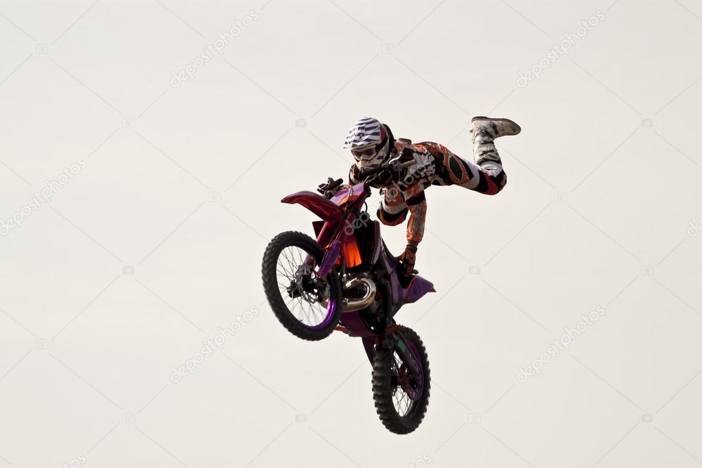 Acrobatic jump on the motorbike