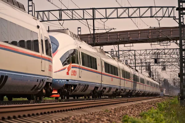 Trem Alta Velocidade Sapsan Viaja Durante Dia Verão Estrada Ferro Imagens De Bancos De Imagens Sem Royalties