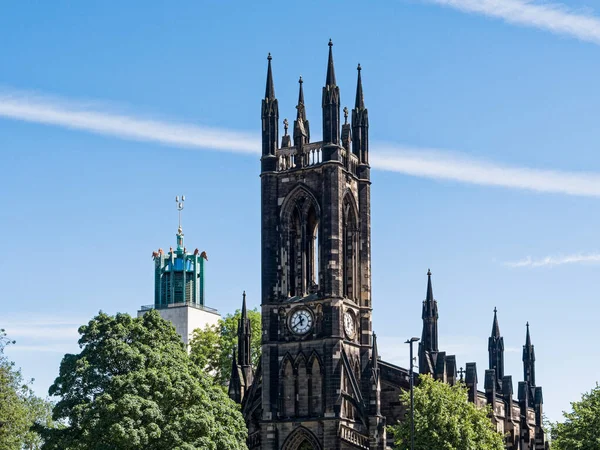 Zwei Der Bekanntesten Sehenswürdigkeiten Newcastle Tyne Großbritannien Sind Die Kirche — Stockfoto