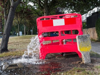 Water discharged from mains supply in Northumberland, UK