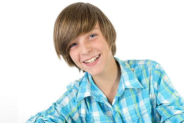 beyaz izole kameraya gülen Okulu çocuk