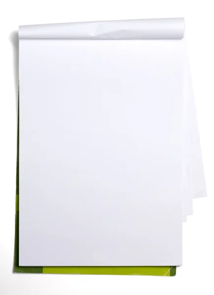 Used old blank paper tablet isolated on white — Stock Photo, Image