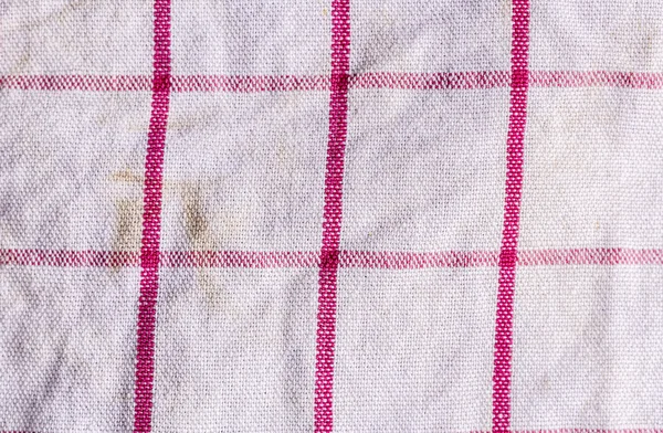 Zbliżenie biały ręcznik z czerwone linie, tekstura tło — Zdjęcie stockowe
