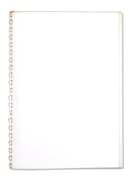 Livro de notas em branco usado com anel aglutinante isolado no branco — Fotografia de Stock